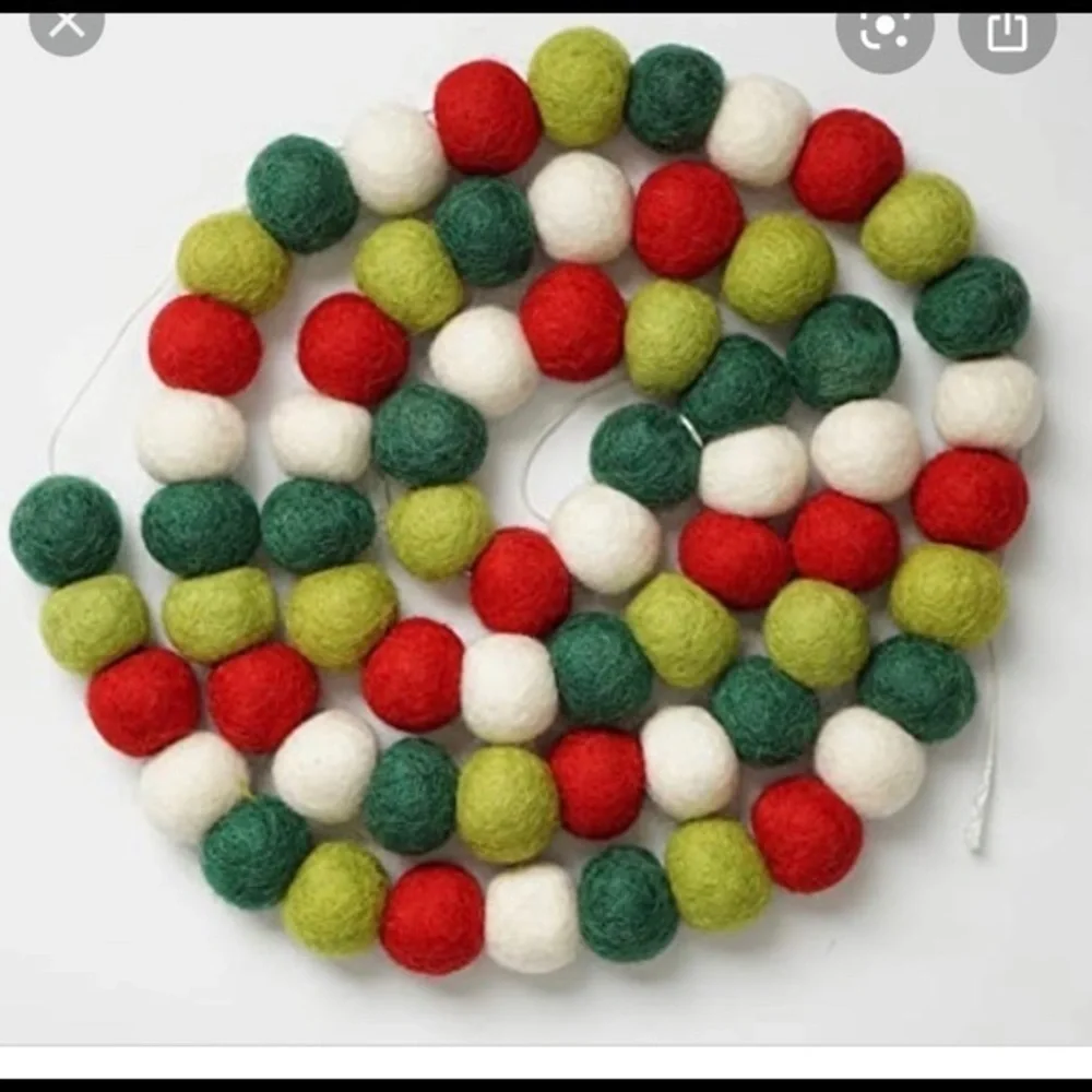 Felt Wool Pom Pom  Christmas Garland
